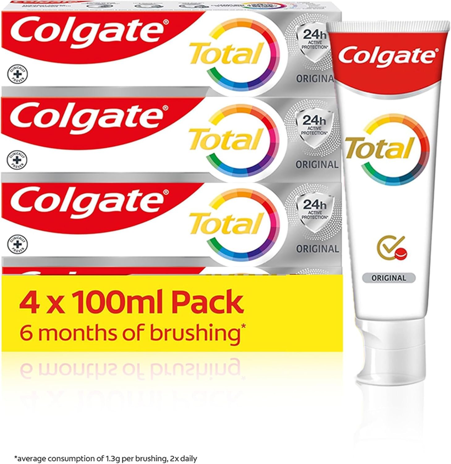 Colgate Total Original Toothpaste 4x100ml | Stronger 24-hour bacterial defence