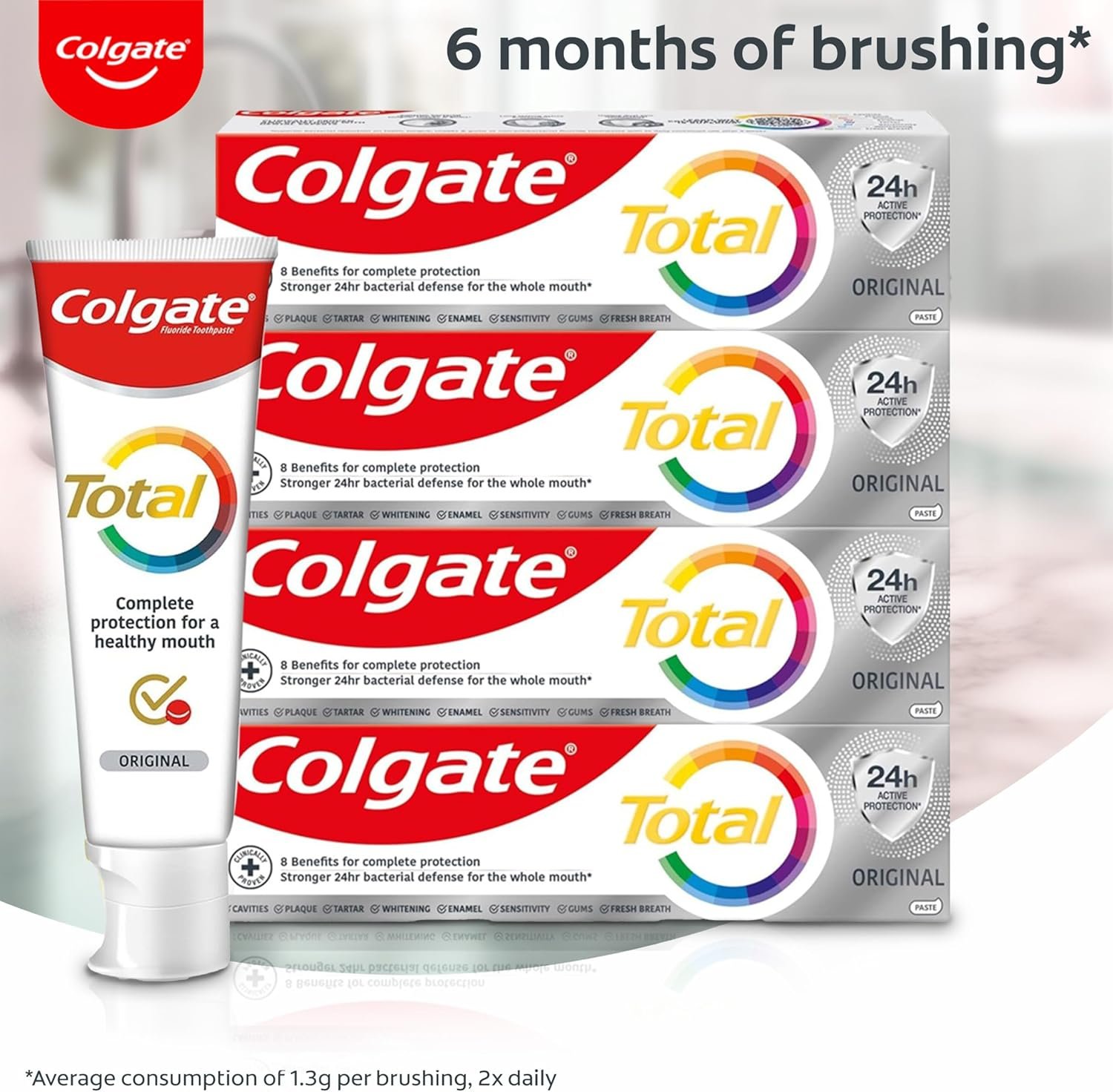 Colgate Total Original Toothpaste 4x100ml | Stronger 24-hour bacterial defence